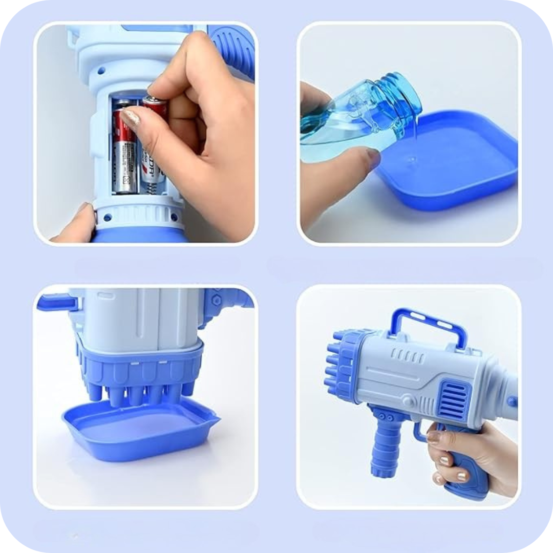 BAZOOKA DE BURBUJAS AZUL 32 Agujeros